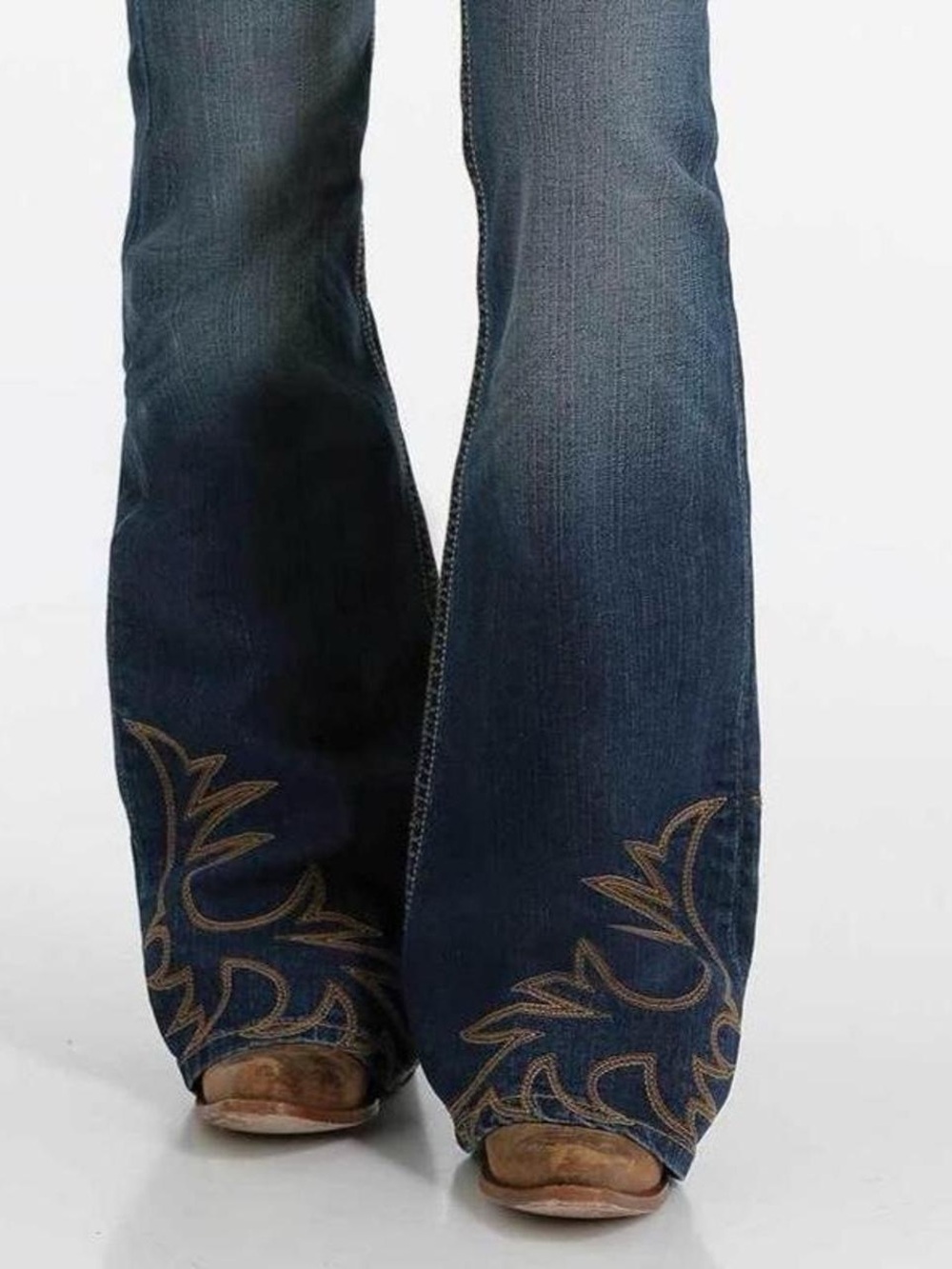 Cruel Denim Embroidered Dark Blue Flare Jeans - Women